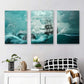 3pcs Shipwreck at Sea Waves Crashing Stormy Ocean Metal Print Ready to Hang Art