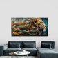 Golden Lion Roaring Energy Wall Art Canvas Office Home Room Framed 120x60cm