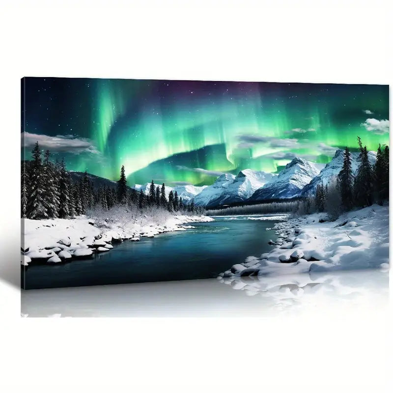 Borealis Scenery Farmhouse Wall Art canvas office home room framed 120x60cm