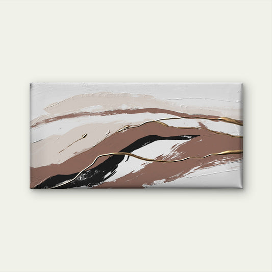 Abstract Beige Brown Gold Wall Art Canvas Office Home Room Framed 80x45cm