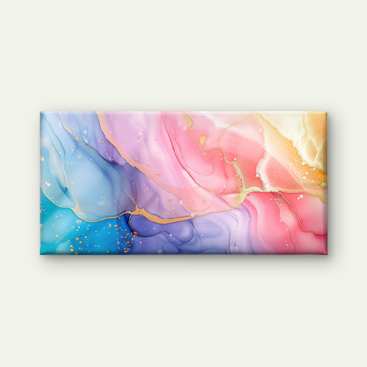 Golden River Through Pastel Wall Art Canvas Office Home Room Framed 120x60cm