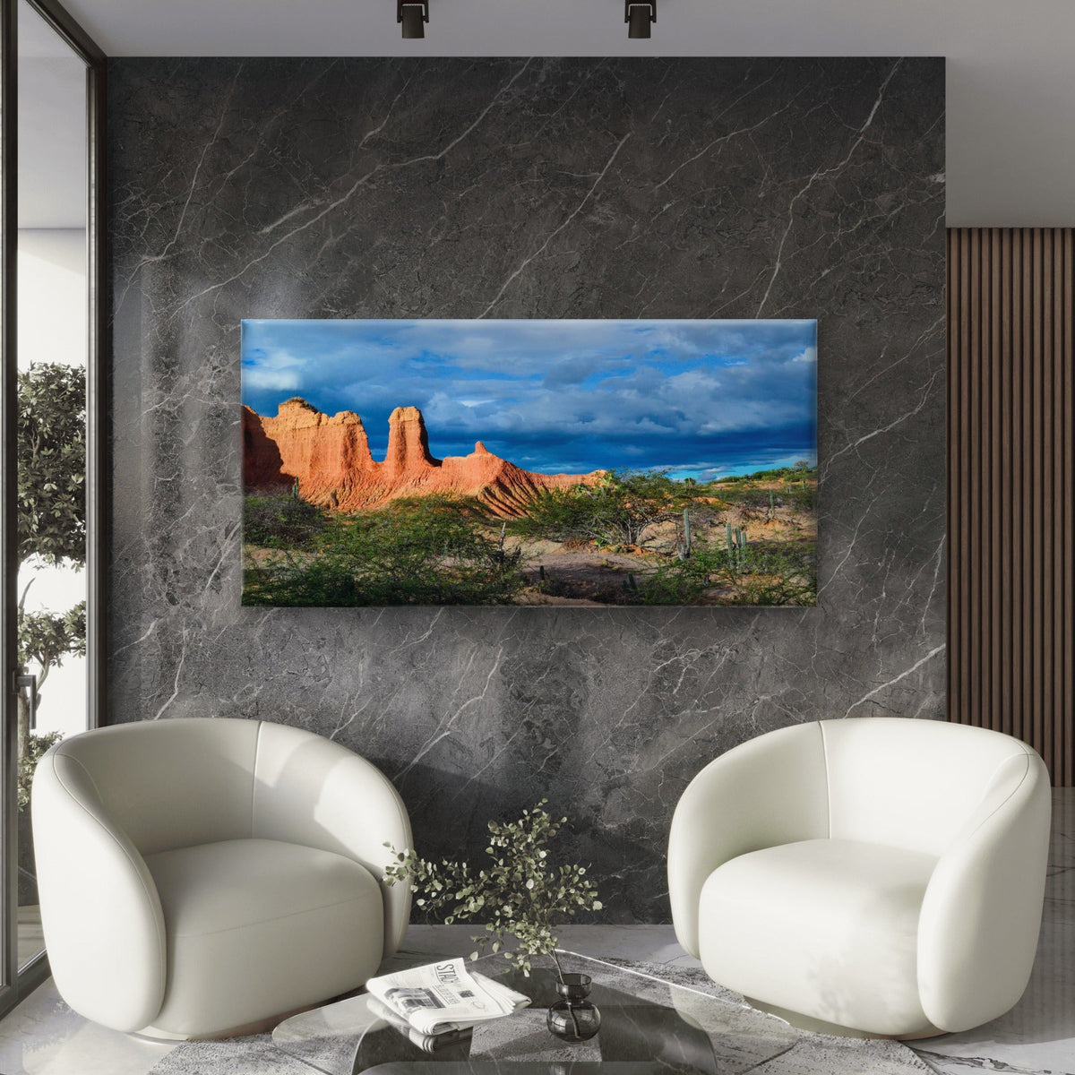 Cloudy Blue Sky Tatacoa Desert Wall Art Canvas Office Home Room Framed 120x60cm