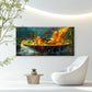 Dynamic Yellow Curry Splash Wall Art Canvas Office Home Room Framed 80x45cm