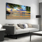 Beach Sunset Summer Ocean Palm Leaf Nature Wall Art canvas office home room framed 120x60cm