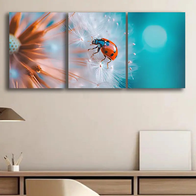 3pcs Luxurious Ladybug Metal Print Ready to Hang Art