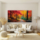 Vibrant Fall Forest Pathway Wall Art Canvas Office Home Room Framed 80x45cm