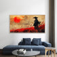 Silent Samurai Red Moon Wall Art Canvas Office Home Room Framed 80x45cm