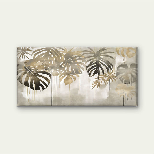 Abstract Beige Monstera Palm Leaf Wall Art Canvas Office Home Framed 80x45cm