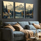 3pcs Ready to Hanging, Modern Wind Natural Forest Mountain Scenery Nature Wall Art Set Canvas Framed 60x90cm - High Quality Print 100% Australian Made Wall Canvas Ready to Hang