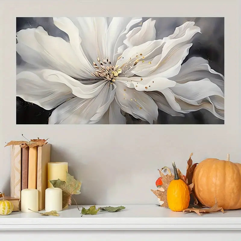 Modern Abstract White Peony Wall Art wall canvas office home room framed 120x60cm