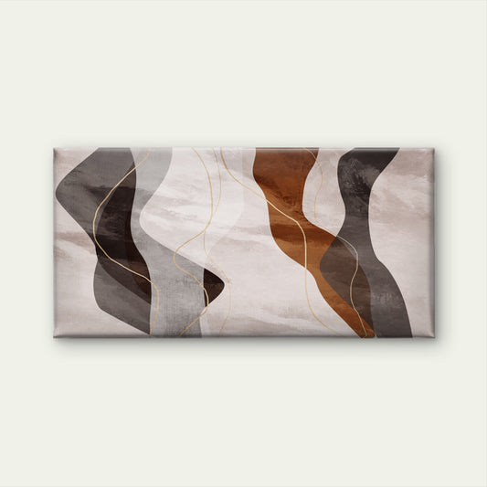 Abstract Brown Wave Geometric Wall Art Canvas Office Home Room Framed 80x45cm