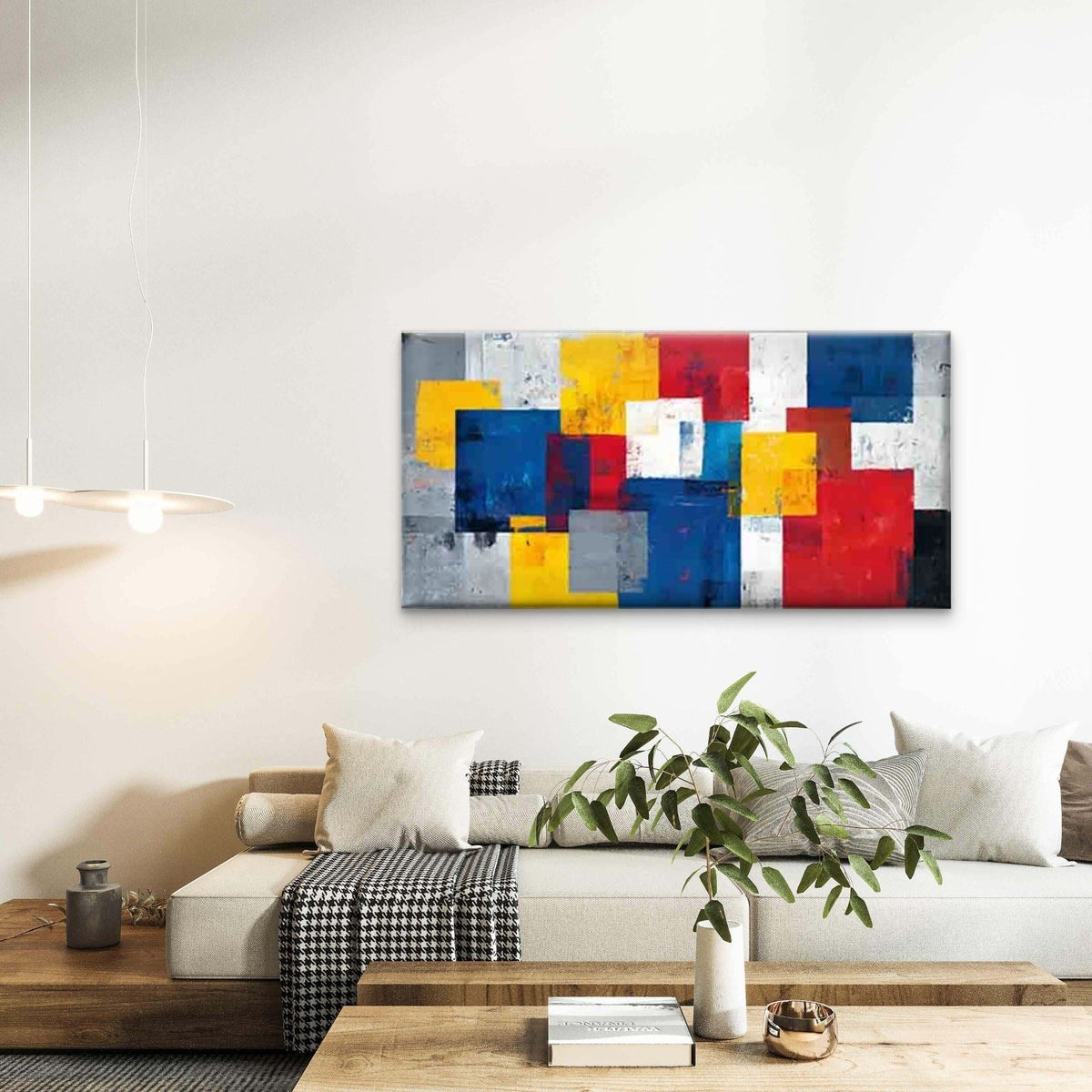 Colorful Geometric Abstract Wall Art Canvas Office Home Room Framed 120x60cm