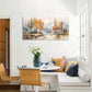 Autumn Lakeside Forest Wall Orange & Yellow Fall Foliage Art canvas office home room framed 120x60cm