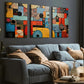 3pcs Retro Style Fashion Abstract Graphic Art Vintage Wall Art Set Canvas Framed 40x60cm - High Quality Print 100% Australian Made Wall Canvas Ready to Hang