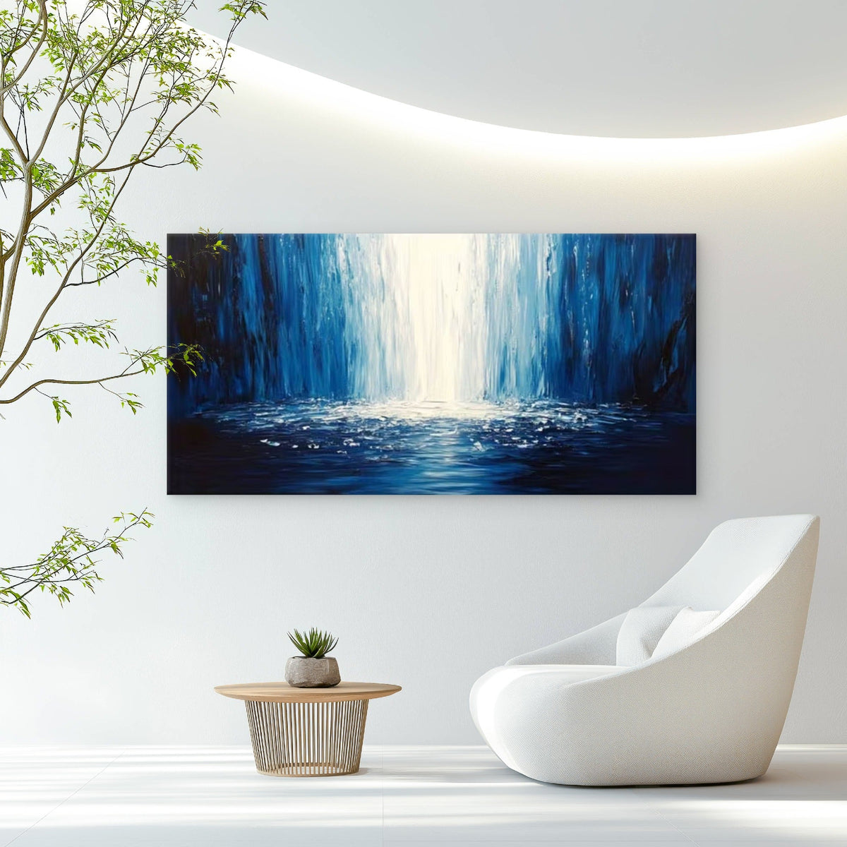 Blue Tones Abstract Perfect Wall Art Canvas Office Home Room Framed 120x60cm