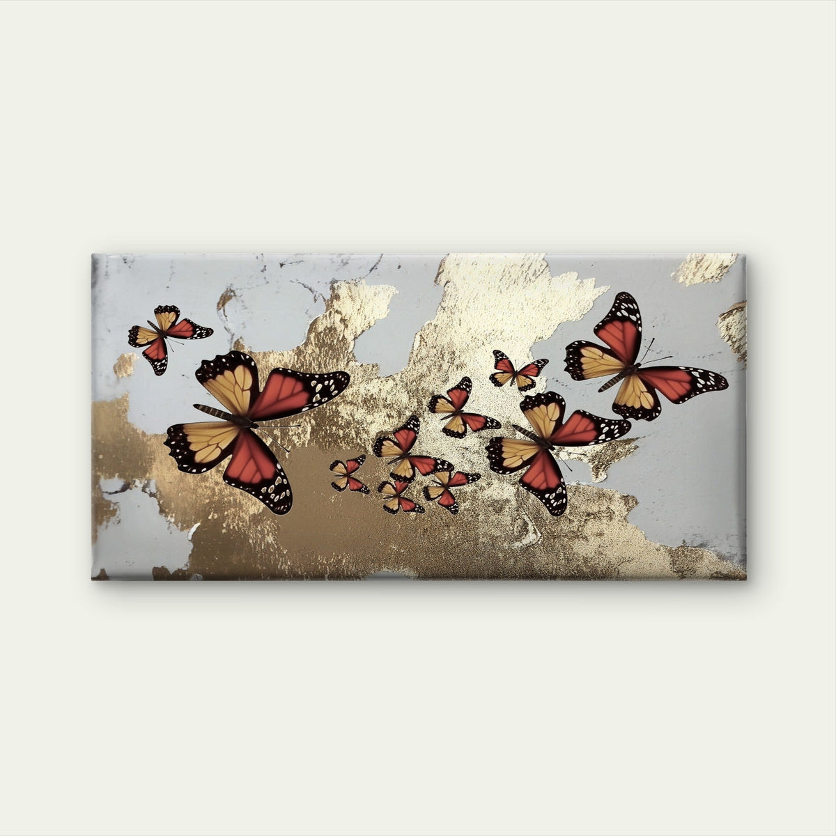Abstract Golden Butterfly Wall Art Canvas Office Home Room Framed 120x60cm