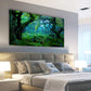Green Forest Nature Scene Mossy Rocks & Lush Trees Wall Art canvas office home room framed 120x60cm