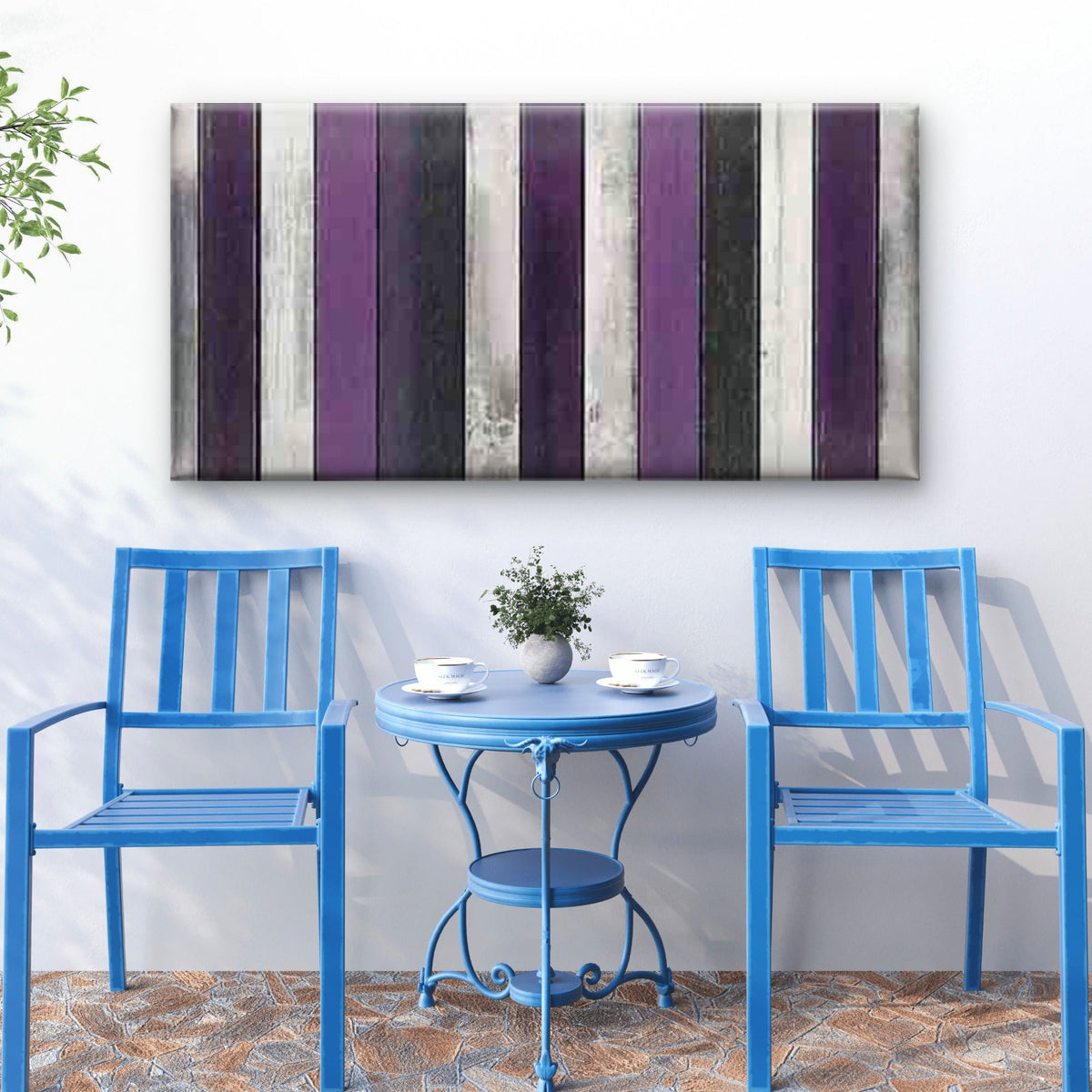 Purple Panel Abstract Wall Art Canvas Office Home Room Framed 80x45cm