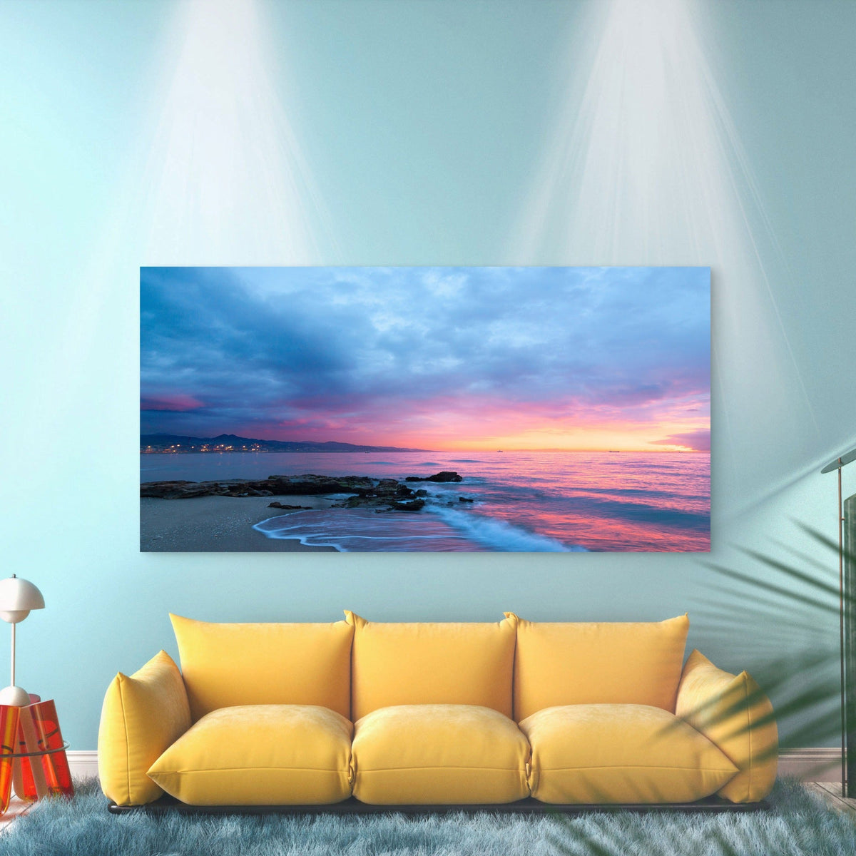 Vibrant colors evening sky Wall Art Canvas Office Home Room Framed 120x60cm