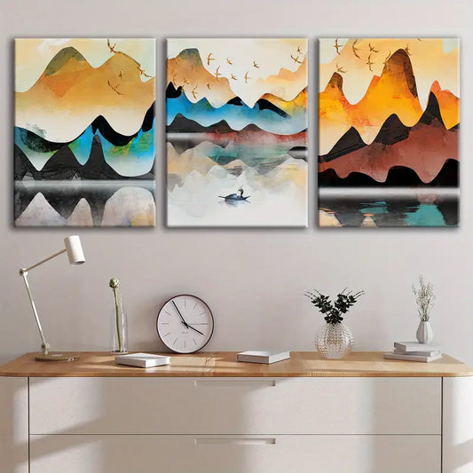 3pcs Fantasy Decorations Freehand Painting Modern Metal Print Ready to Hang Art