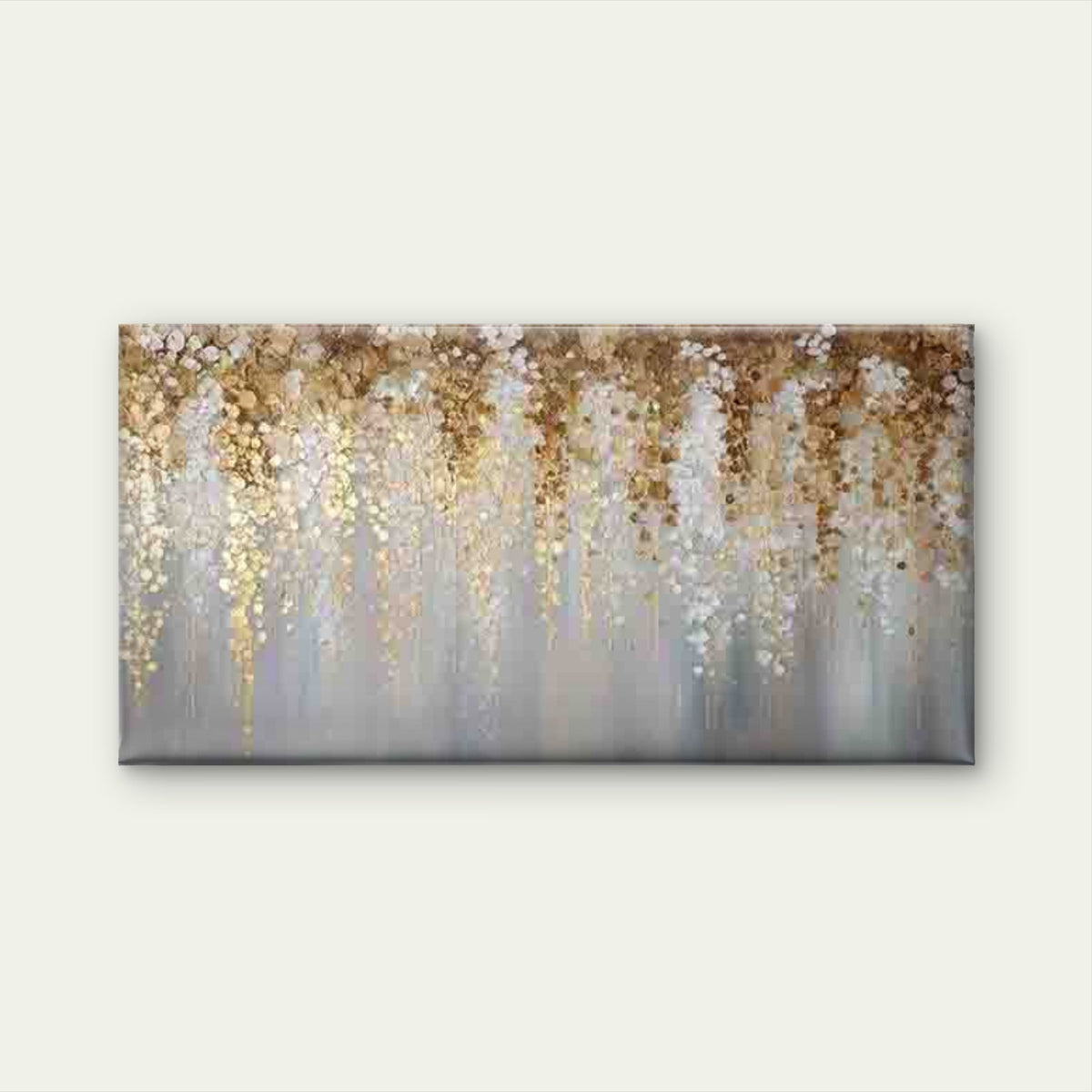 Golden Rainfall Abstract Art Wall Art Canvas Office Home Room Framed 120x60cm