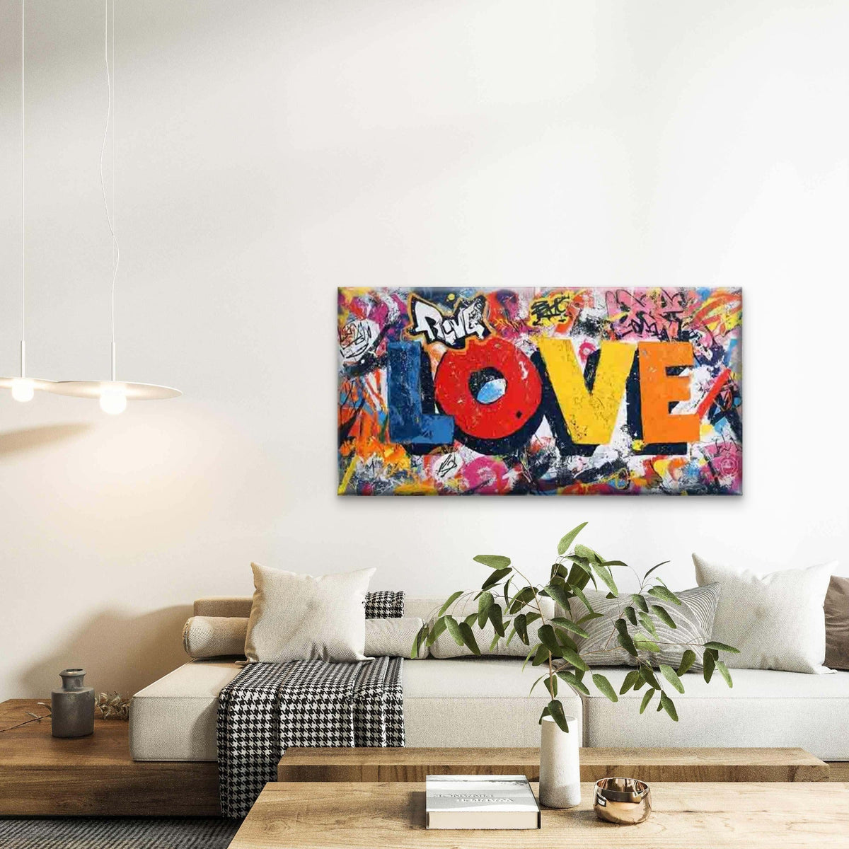 Graffiti-Style Multicolor Wall Art Canvas Office Home Room Framed 80x45cm