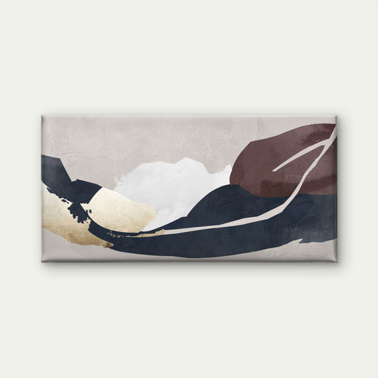 Abstract Navy Brown Gold Foil Modern Wall Art Canvas Office Home Framed 80x45cm