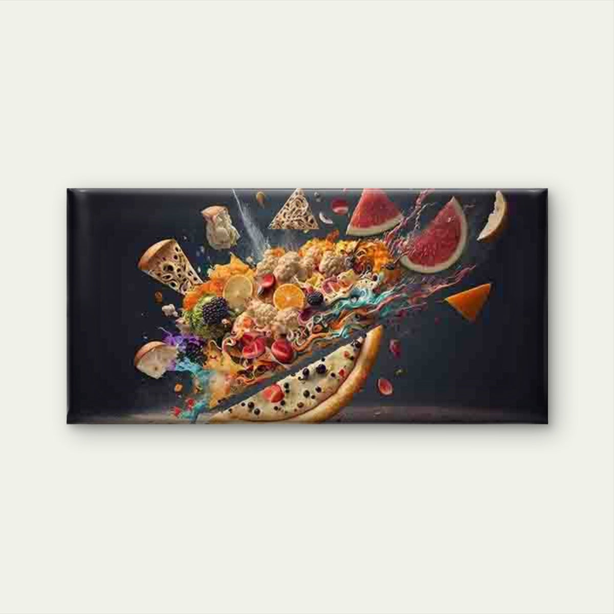 Abstract And Culinary Explosion Wall Art Canvas Office Home Room Framed 120x60cm