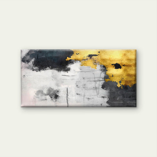 Luxury Abstract Grunge Golden Block Wall Art Canvas Office Home Framed 80x45cm