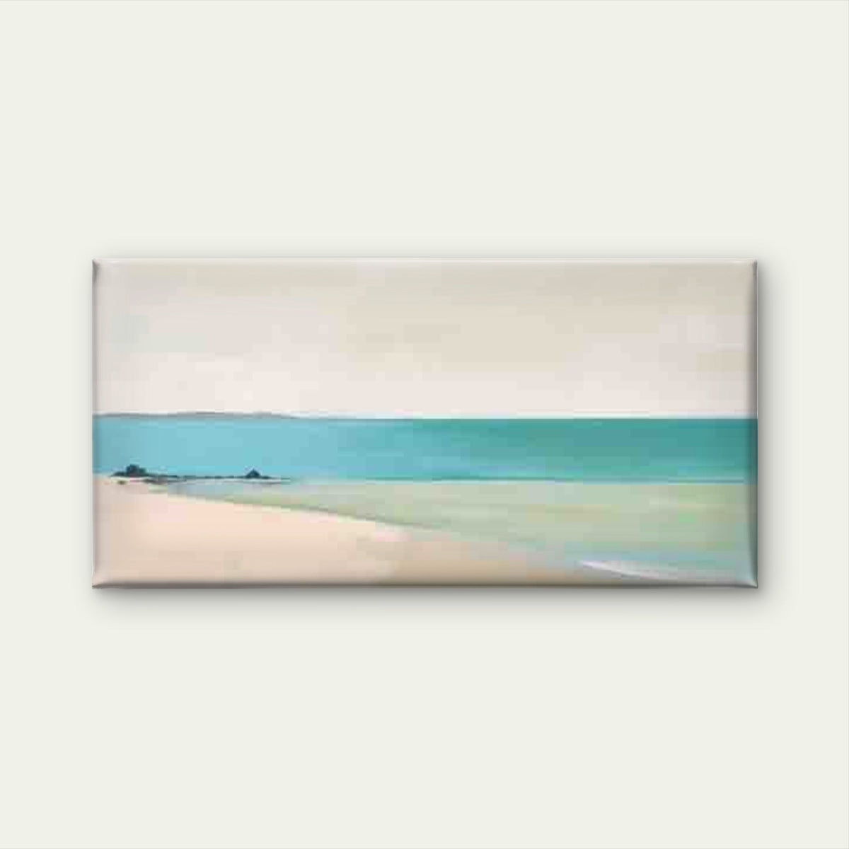 Coastal Beach Painting Wall Art Canvas Office Home Room Framed 80x45cm