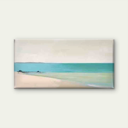 Coastal Beach Painting Wall Art Canvas Office Home Room Framed 80x45cm