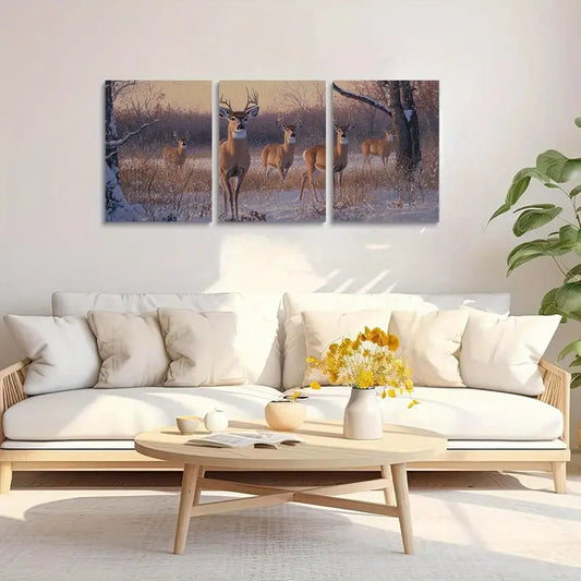 3pcs Watercolor Deer Stunning Painting Metal Print Ready to Hang Art