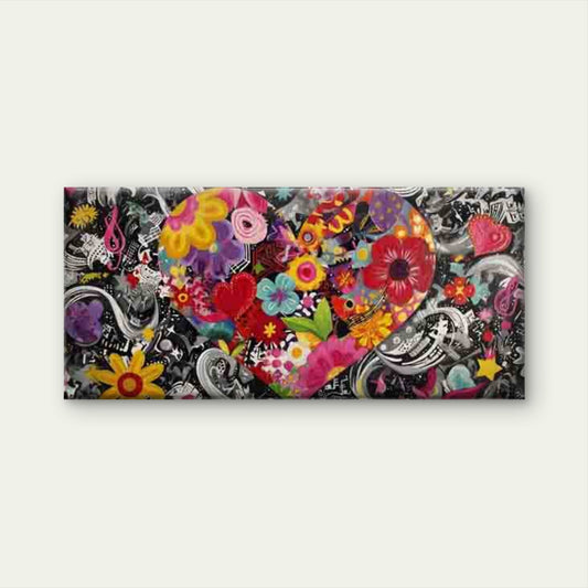 Abstract Floral with Flower Wall Art Canvas Office Home Room Framed 80x45cm