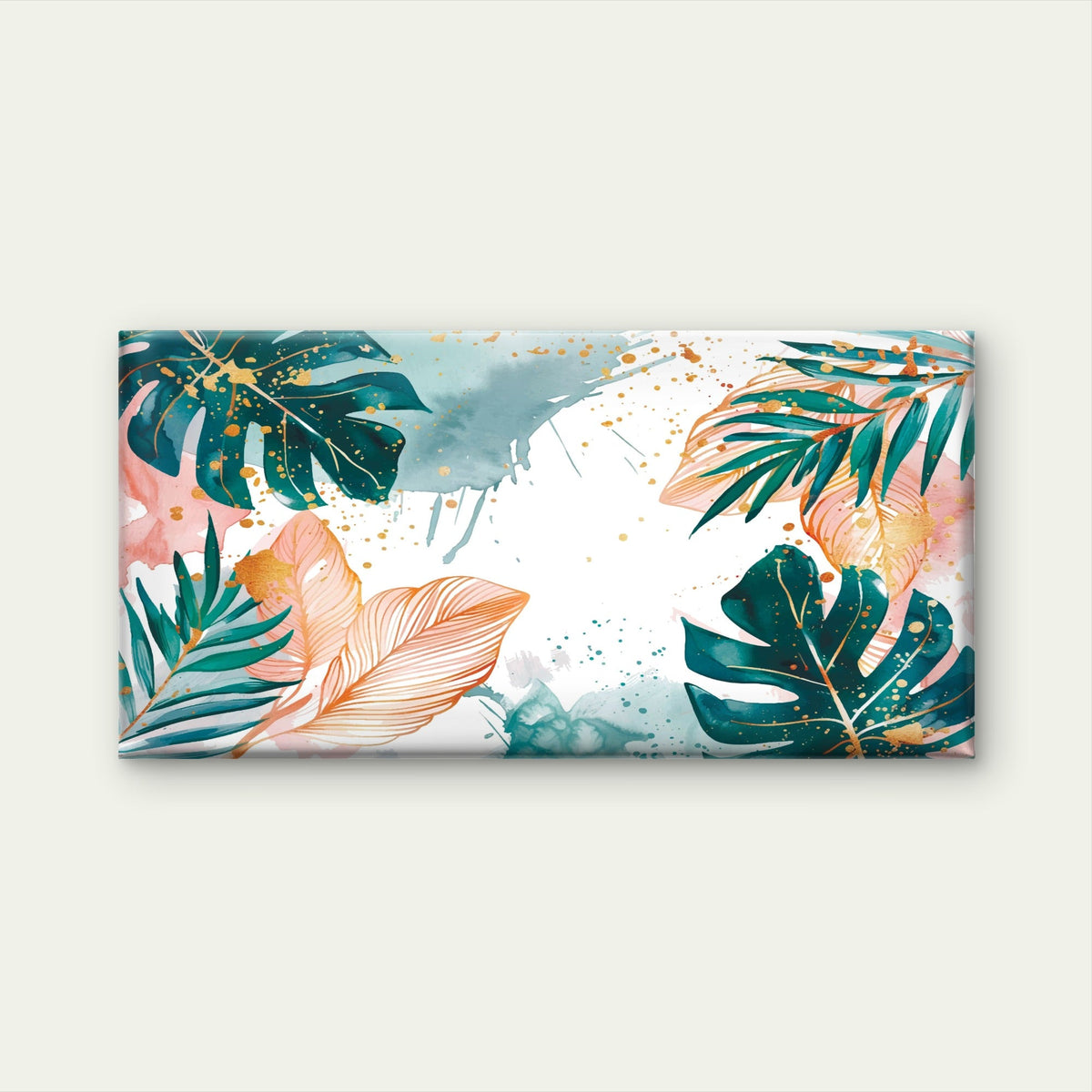Boho Tropical Monstera Palm Leaf Wall Art Canvas Office Home Framed 80x45cm