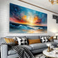 Ocean Sunset Seascape Abstract Coastal Beach Waves Wall Art wall canvas office home room framed 120x60cm