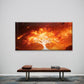 Burning Fire Tree in Space Wall Art Canvas Office Home Room Framed 120x60cm