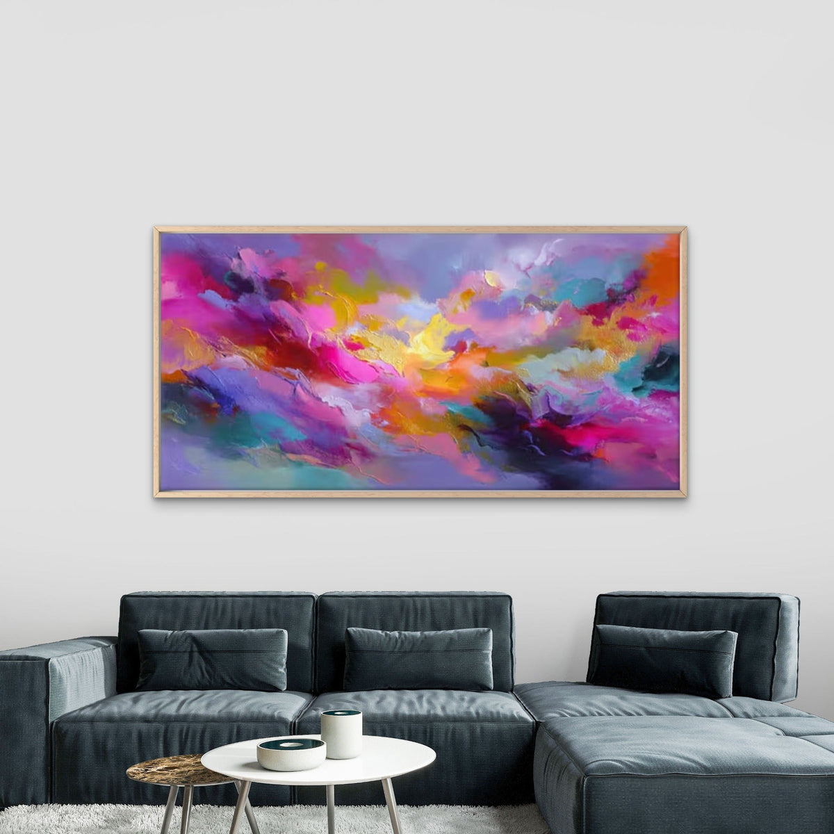 Vibrant Cloud Formations Wall Art Canvas Office Home Room Framed 80x45cm