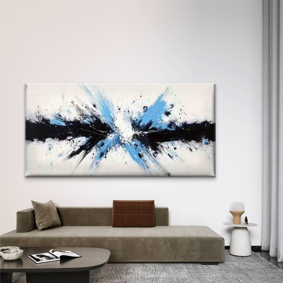 Abstract Monochrome Palette Wall Art Canvas Office Home Room Framed 120x60cm