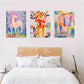 3pcs Colorful Animal Art, Horse, Lion and Elephant Metal Print Ready to Hang Art