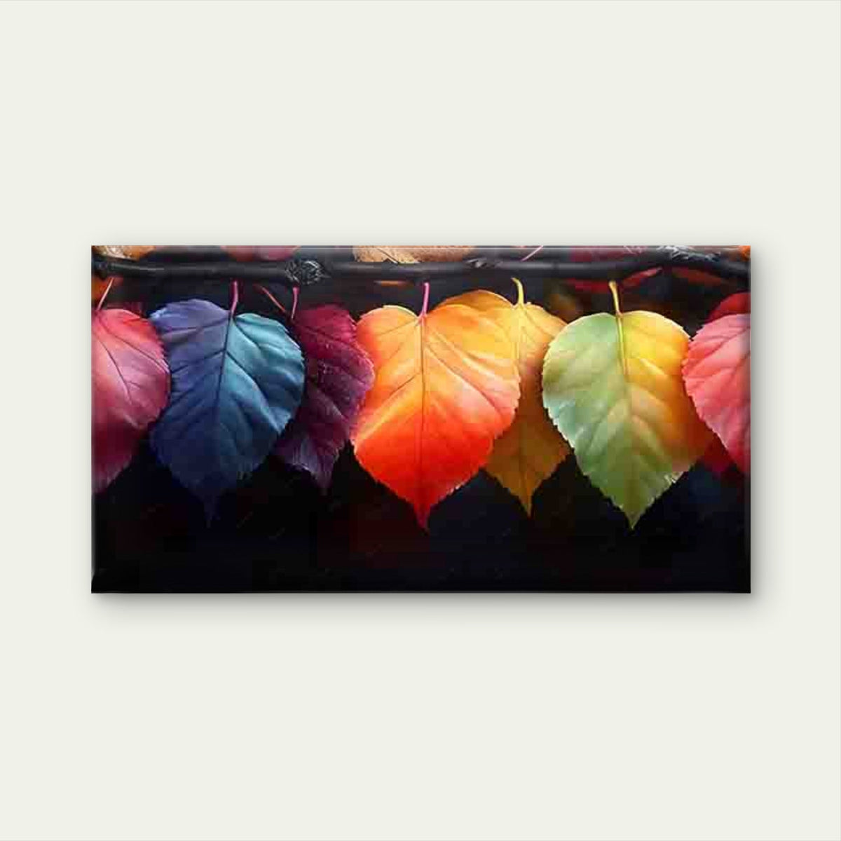 Colorful Gradient Leaves Wall Art Canvas Office Home Room Framed 120x60cm