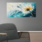 Giant Dandelion Teal Blue & Yellow Floral Design Wall Art wall canvas office home room framed 120x60cm