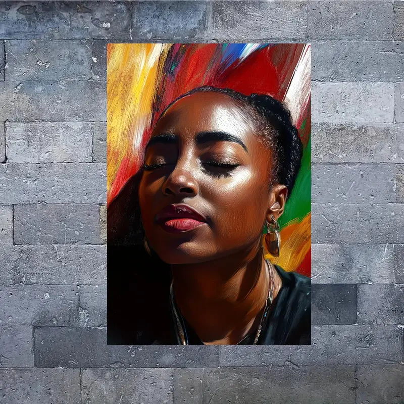 Black African Women Face Print 100% Australian Made 40x60cm Stretched Canvas Ready to Hang