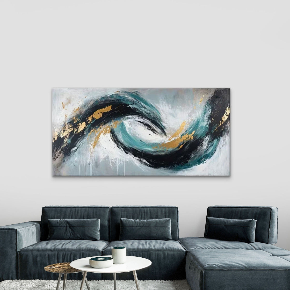Dynamic Wave Decor Wall Art Canvas Office Home Room Framed 80x45cm