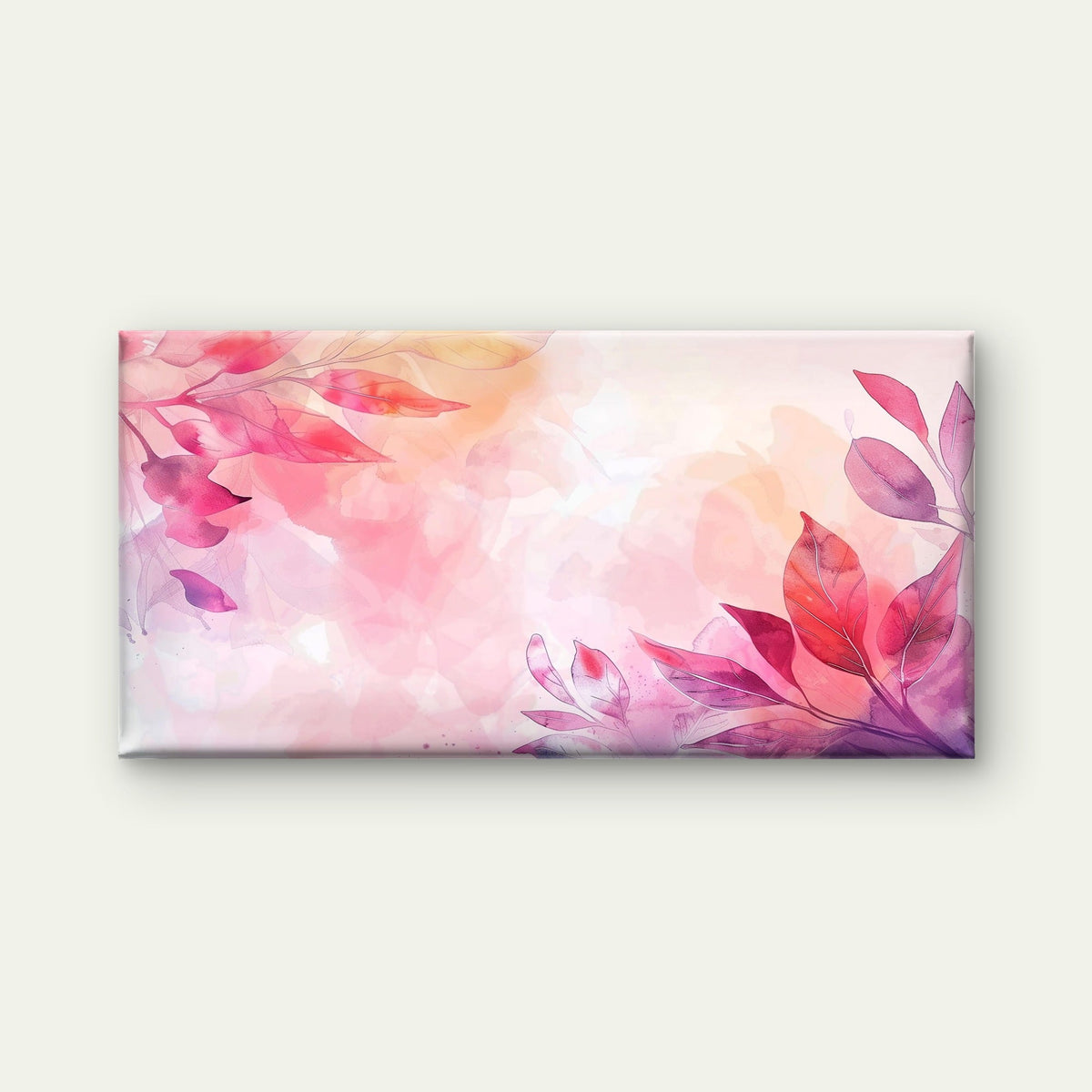 Pink Watercolor Botanical Art Wall Art Canvas Office Home Room Framed 80x45cm