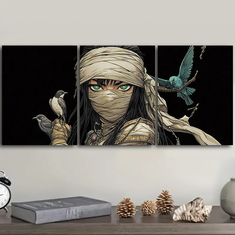 3pcs Mummy Goddess Design Metal Print Ready to Hang Art