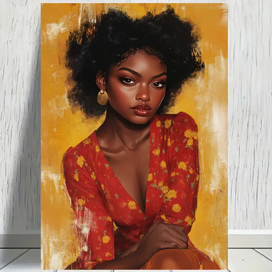 Fashionable Black American Beauty Girl Print 100% Australian Made 40x60cm Stretched Canvas Ready to Hang