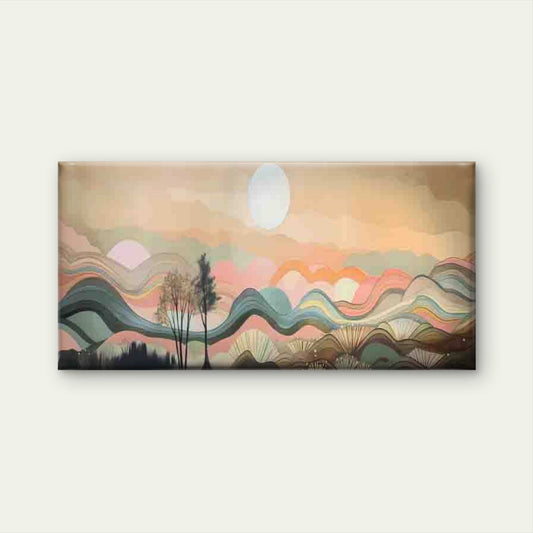 Tree & Sun Colorful Landscape Wall Art Canvas Office Home Room Framed 80x45cm