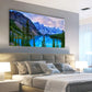 Mountain Lake Serene Blue & Pink Sky Nature Scene Wall Art canvas office home room framed 120x60cm