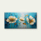 Modern Blue Gold White Blossom Wall Art Canvas Office Home Framed 80x45cm