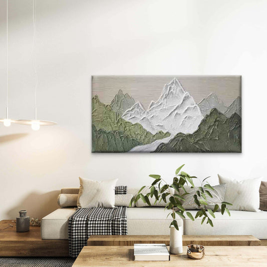 Mountain And River Landscape Wall Art Canvas Office Home Room Framed 80x45cm